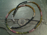 16.5" High Quality Tourmaline, Sterling Silver 3mm Necklace