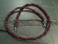 13.75" Garnet, Sterling Silver 4mm to 5mm Necklace