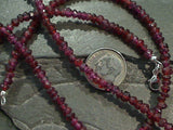 13.75" Garnet, Sterling Silver 4mm to 5mm Necklace