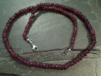 16" Garnet, Sterling Silver 4mm to 5mm Necklace