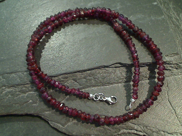 16.5" Garnet, Sterling Silver 4mm to 5mm Necklace