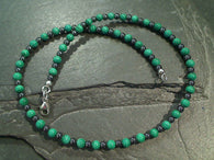 13.75" Malachite, Hematite, Sterling Silver Necklace