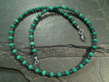 14.25" Malachite, Hematite, Sterling Silver Necklace