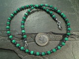 14.25" Malachite, Hematite, Sterling Silver Necklace