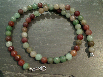 16" Mixed Chrysoprase, Sterling Silver 6MM Necklace
