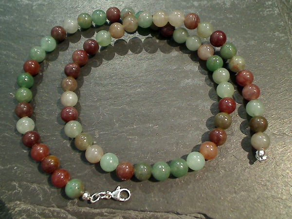 16" Mixed Chrysoprase, Sterling Silver 6MM Necklace
