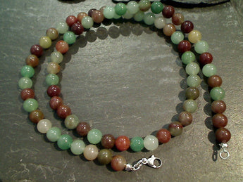 19" Mixed Chrysoprase, Sterling Silver 6MM Necklace