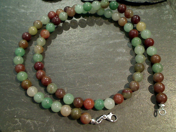 19" Mixed Chrysoprase, Sterling Silver 6MM Necklace