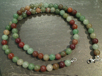 19.5" Mixed Chrysoprase, Sterling Silver 6MM Necklace