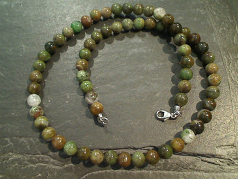 16.5" Rhyolite Jasper, Sterling Silver 6MM Necklace