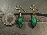 Malachite, Gold Filled Earrings