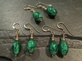 Malachite, Gold Filled Earrings