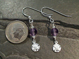 Amethyst, Sterling Silver Sand Dollar Earrings