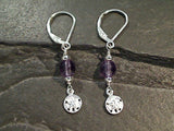 Amethyst, Sterling Silver Sand Dollar Earrings