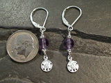 Amethyst, Sterling Silver Sand Dollar Earrings