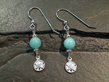 Amazonite, Sterling Silver Sand Dollar Earrings