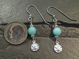 Amazonite, Sterling Silver Sand Dollar Earrings