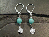 Amazonite, Sterling Silver Sand Dollar Earrings