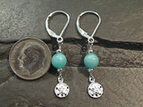 Amazonite, Sterling Silver Sand Dollar Earrings