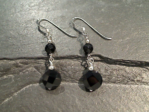 Black Onyx, Sterling Silver Earrings