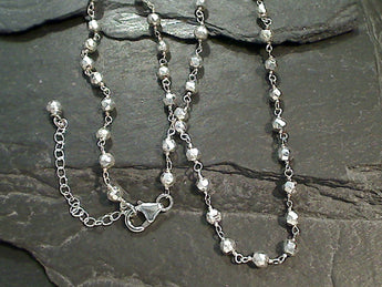 16" - 18" Silver Coated Pyrite, Sterling Silver Necklace
