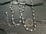 16" - 18" Silver Coated Pyrite, Sterling Silver Necklace