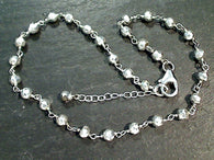 10" - 11" Silver Coated Pyrite, Sterling Silver Anklet
