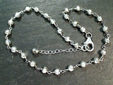 10" - 11" Silver Coated Pyrite, Sterling Silver Anklet