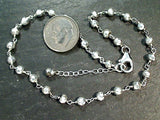 10" - 11" Silver Coated Pyrite, Sterling Silver Anklet
