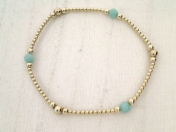 Amazonite, 14kt Gold Filled Stretch Bracelet - Style 2 Small