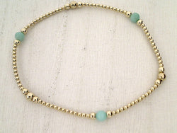 Amazonite, 14kt Gold Filled Stretch Bracelet - Style 2 Medium