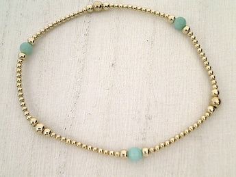 Amazonite, 14kt Gold Filled Stretch Bracelet - Style 2 Medium