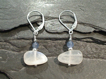 Moonstone, Kyanite, Sterling Silver Earrings