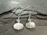 Moonstone, Aventurine, Sterling Silver Earrings
