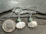 Moonstone, Aventurine, Sterling Silver Earrings