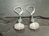 Moonstone, Aventurine, Sterling Silver Earrings