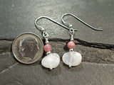 Moonstone, Rhodochrosite, Sterling Silver Earrings