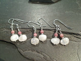 Moonstone, Rhodochrosite, Sterling Silver Earrings