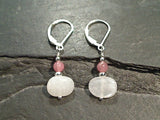 Moonstone, Rhodochrosite, Sterling Silver Earrings