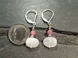Moonstone, Rhodochrosite, Sterling Silver Earrings