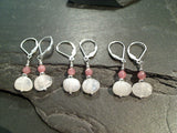 Moonstone, Rhodochrosite, Sterling Silver Earrings