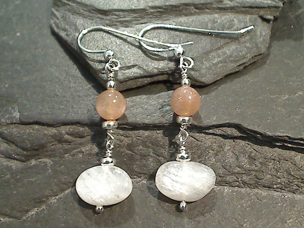 Moonstone, Sterling Silver Earrings