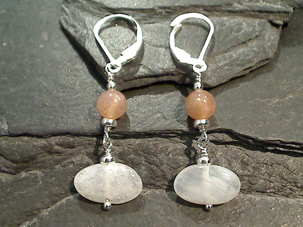 Moonstone, Sterling Silver Earrings