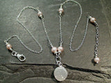 16" - 17" Druzy Quartz, Pearl, Sterling Silver Necklace