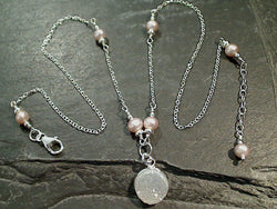 18" - 19" Druzy Quartz, Pearl, Sterling Silver Necklace