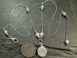 20" - 21" Druzy Quartz, Pearl, Sterling Silver Necklace