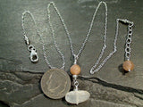 16" - 17" Peach And Rainbow Moonstone, Sterling Silver Necklace