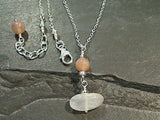 16" - 17" Peach And Rainbow Moonstone, Sterling Silver Necklace