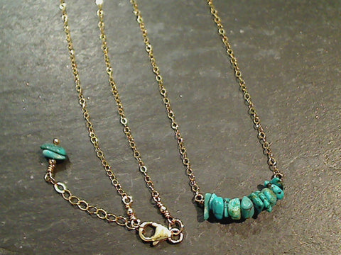 16" - 17" Turquoise, Gold Filled Necklace