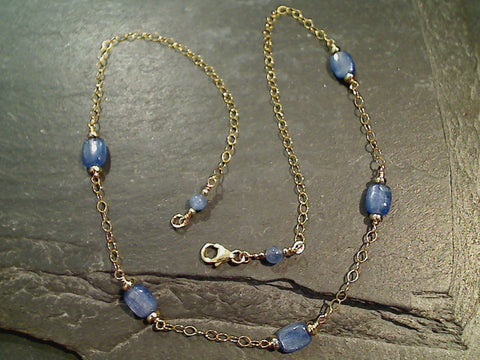 18" Kyanite, Gold Filled Necklace